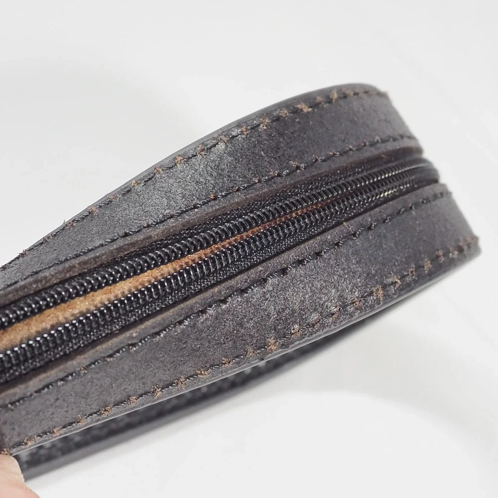 Nocona Money Belt Mens 38 Black Leather Embossed Basketweave Hidden Stash Pocket